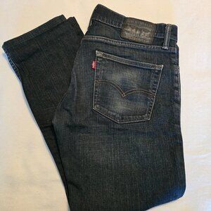 Levi Stauss Mens 511 Black Label 32W x 30L Blue Jeans Dark Wash Distressed EUC